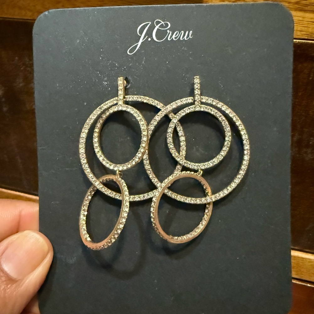 J. Crew Gold Geometric Earrings with Crystal Accents